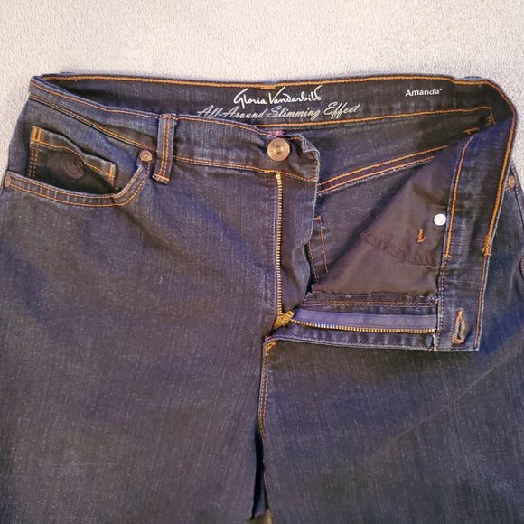 Gloria Vanderbilt Amanda Jeans Women 8 Blue Slim Capri Dark Wash Denim Normcore - Picture 3 of 15